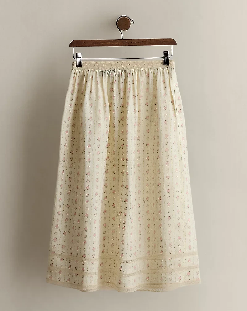 c. 1985 Floral Linen Skirt - Size 10