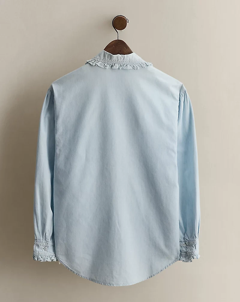 c. 1990 Ruffled Cotton Shirt - Size 4