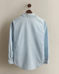 c. 1990 Ruffled Cotton Shirt - Size 4