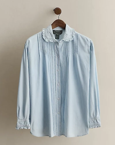 c. 1990 Ruffled Cotton Shirt - Size 4
