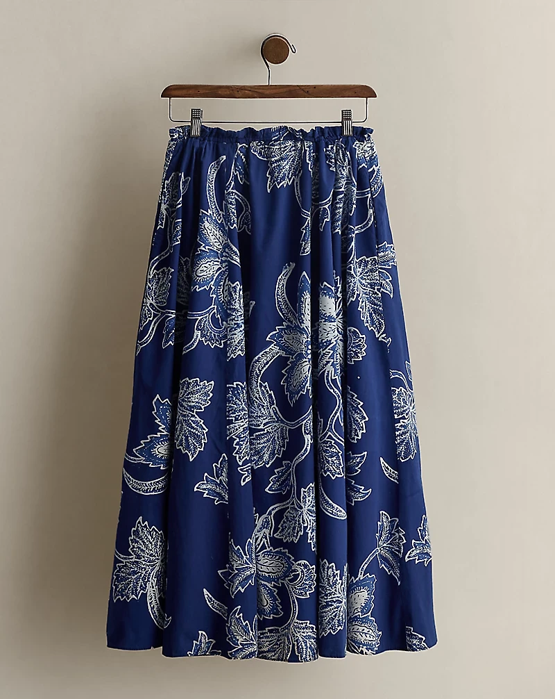 c. 1985 Print Cotton Skirt - Size 6