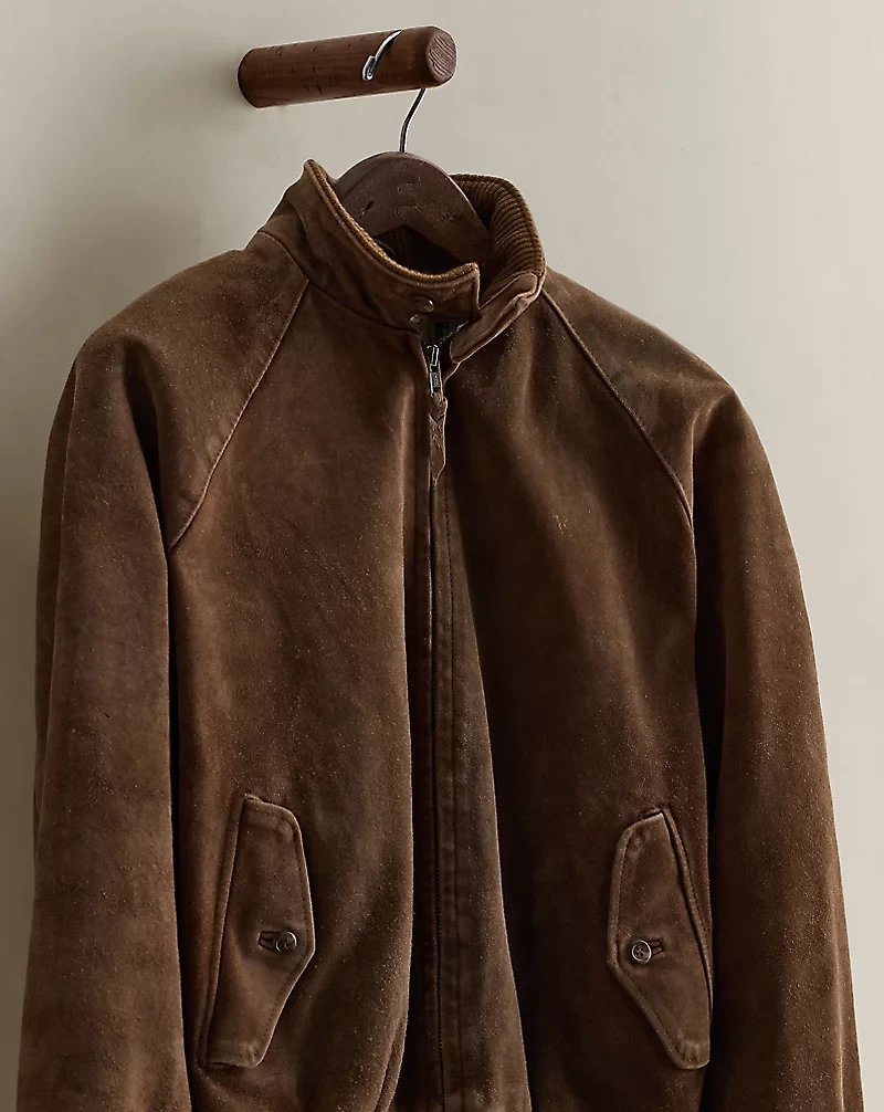 c. 1980s Suede Bomber Jacket - Size 10