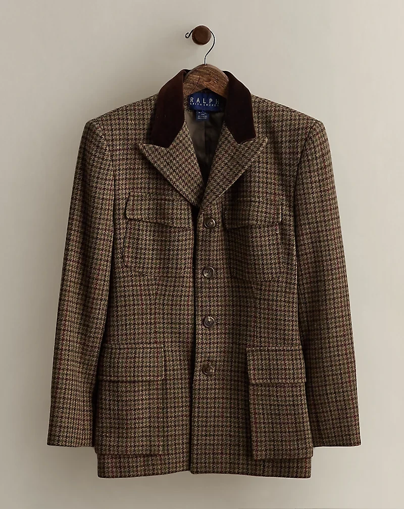 c. 1990 Houndstooth Wool Jacket - Size 8