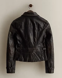 c. 2008 Leather Utility Jacket - Size XS