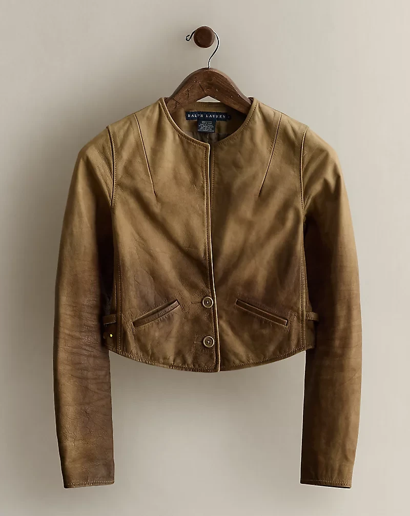 c. 2008 Cropped Leather Jacket - Size 4