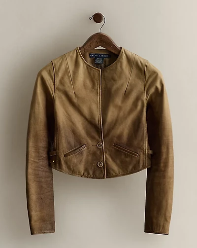 c. 2008 Cropped Leather Jacket - Size 4