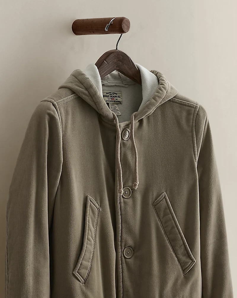 c. 2000 Cotton Hooded Coat - Size S