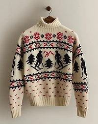 c. 1980s Patterned Turtleneck - Size L