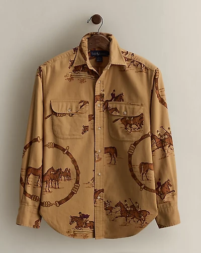 c. 1980s Equestrian-Print Shirt - Size 6