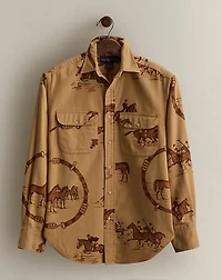 c. 1980s Equestrian-Print Shirt - Size 6