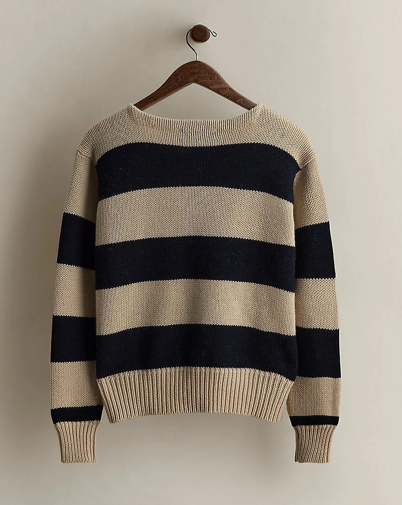 c. 1990s Logo Striped Sweater - Size L 