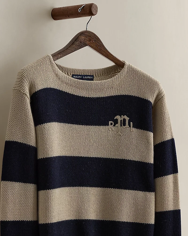 c. 1990s Logo Striped Sweater - Size L 