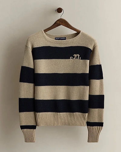 c. 1990s Logo Striped Sweater - Size L 
