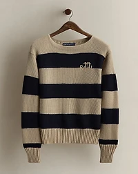 c. 1990s Logo Striped Sweater - Size L 