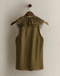 c. 2008 Ruffled Silk Top - Size 6
