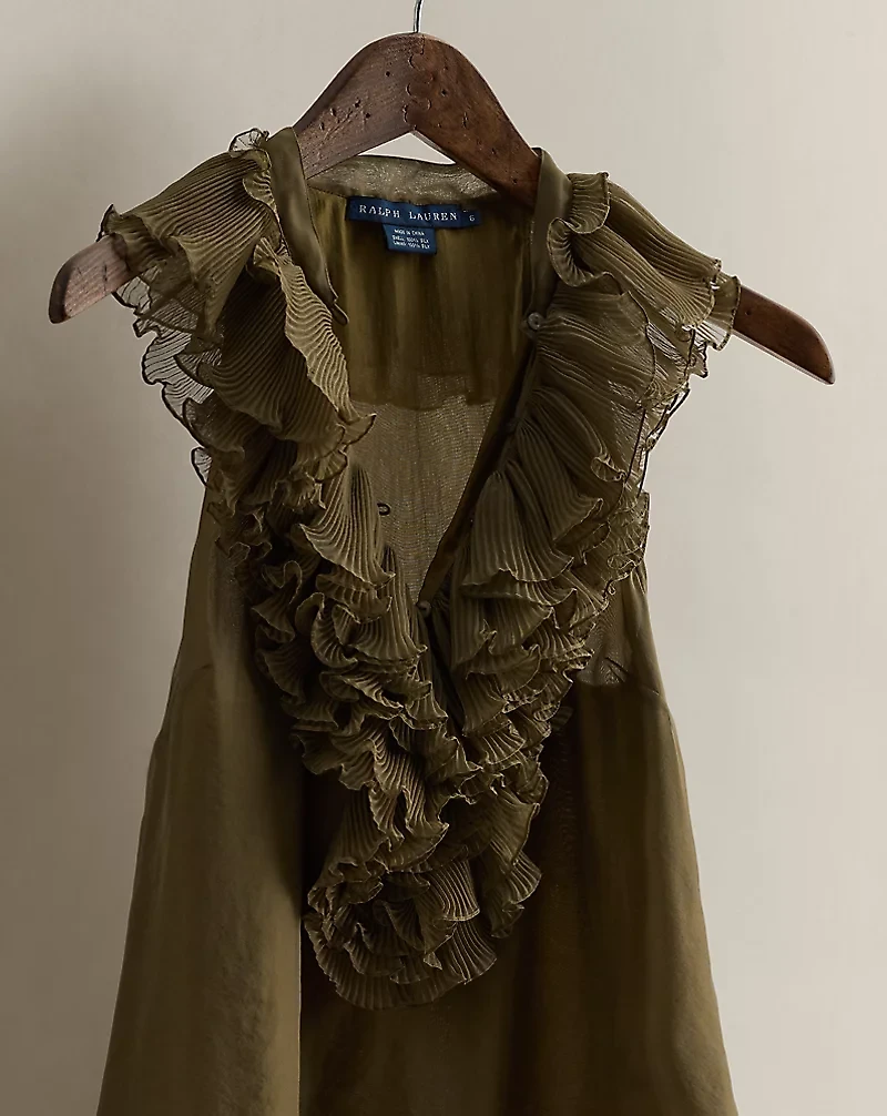 c. 2008 Ruffled Silk Top - Size 6