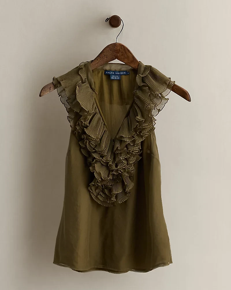 c. 2008 Ruffled Silk Top - Size 6
