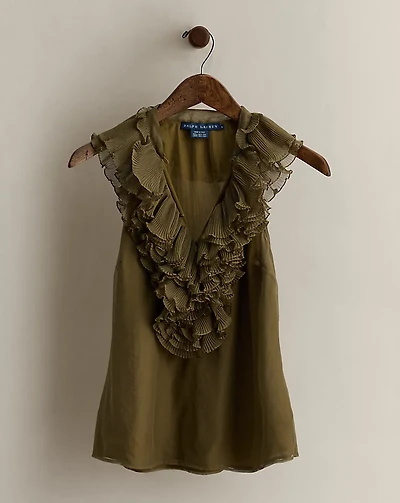 c. 2008 Ruffled Silk Top - Size 6