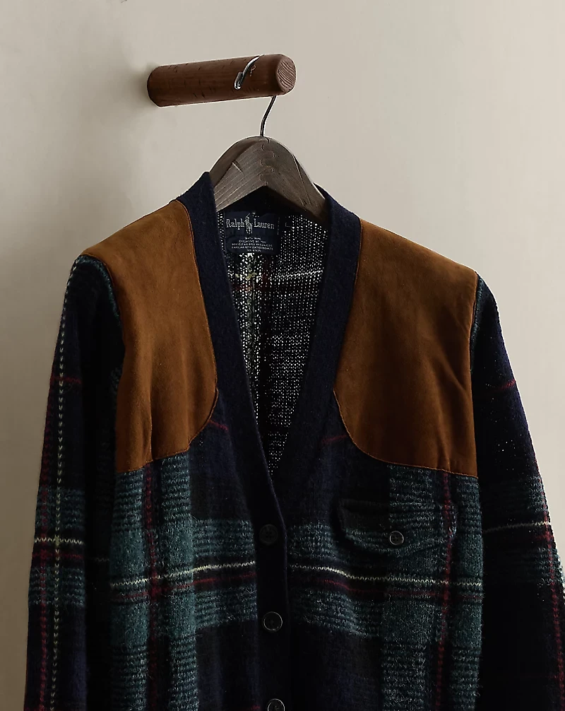 c. 1990 Plaid Wool Cardigan - Size L