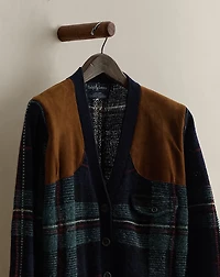 c. 1990 Plaid Wool Cardigan - Size L