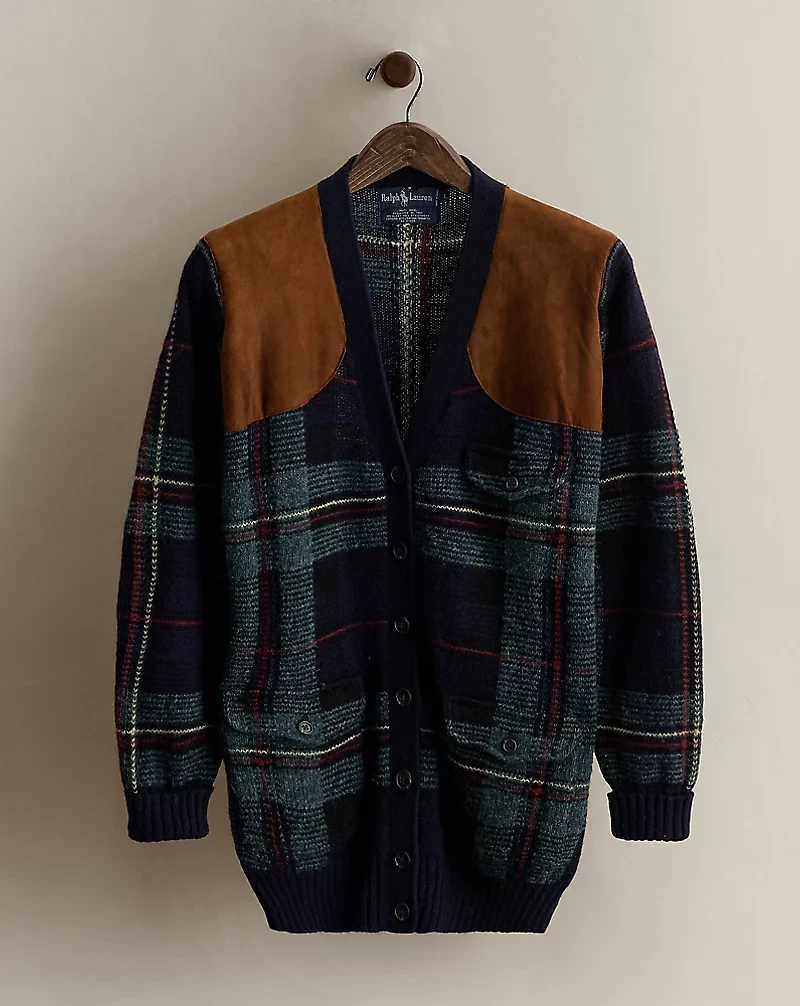 c. 1990 Plaid Wool Cardigan - Size L