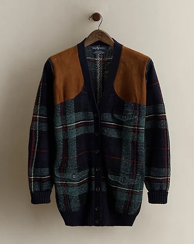 c. 1990 Plaid Wool Cardigan - Size L