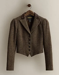 c. 2008 Herringbone Wool Blazer - Size 0