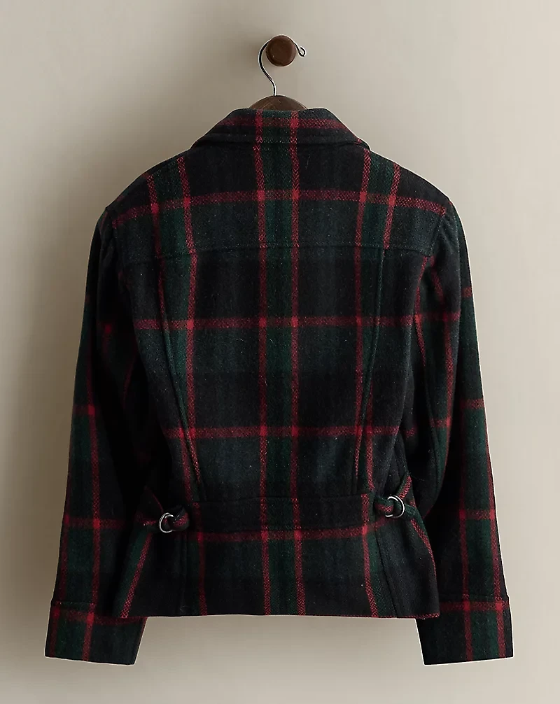 c. 1990 Plaid Wool-Blend Coat - Size 6