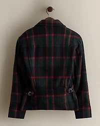 c. 1990 Plaid Wool-Blend Coat - Size 6