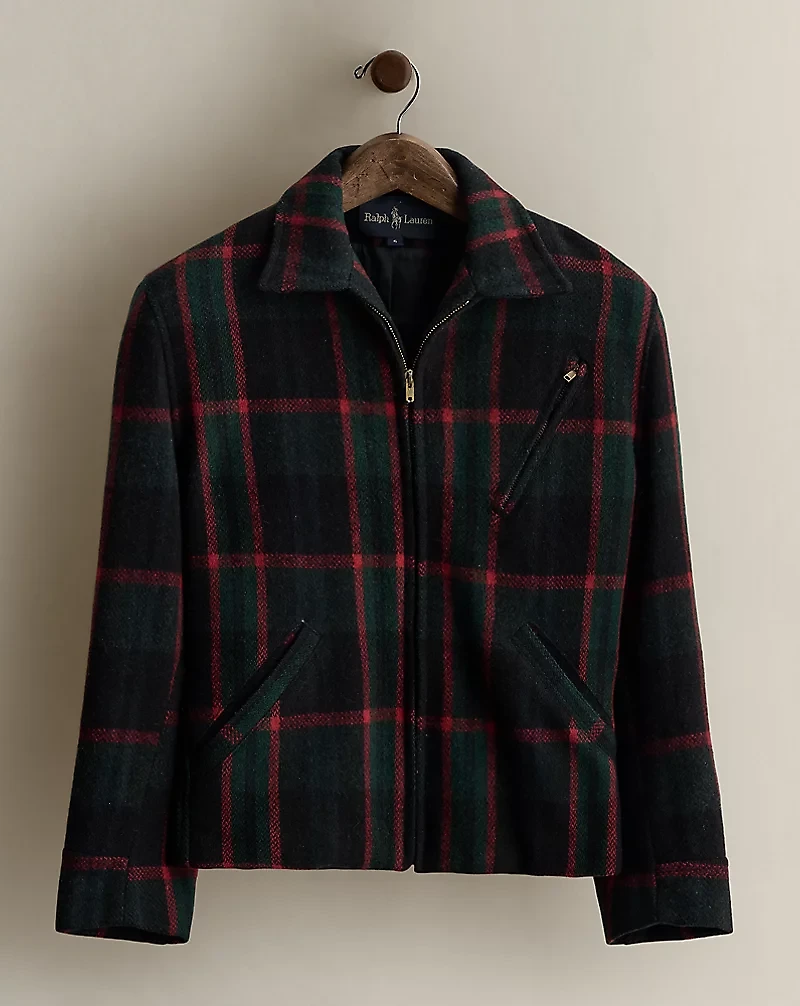 c. 1990 Plaid Wool-Blend Coat - Size 6
