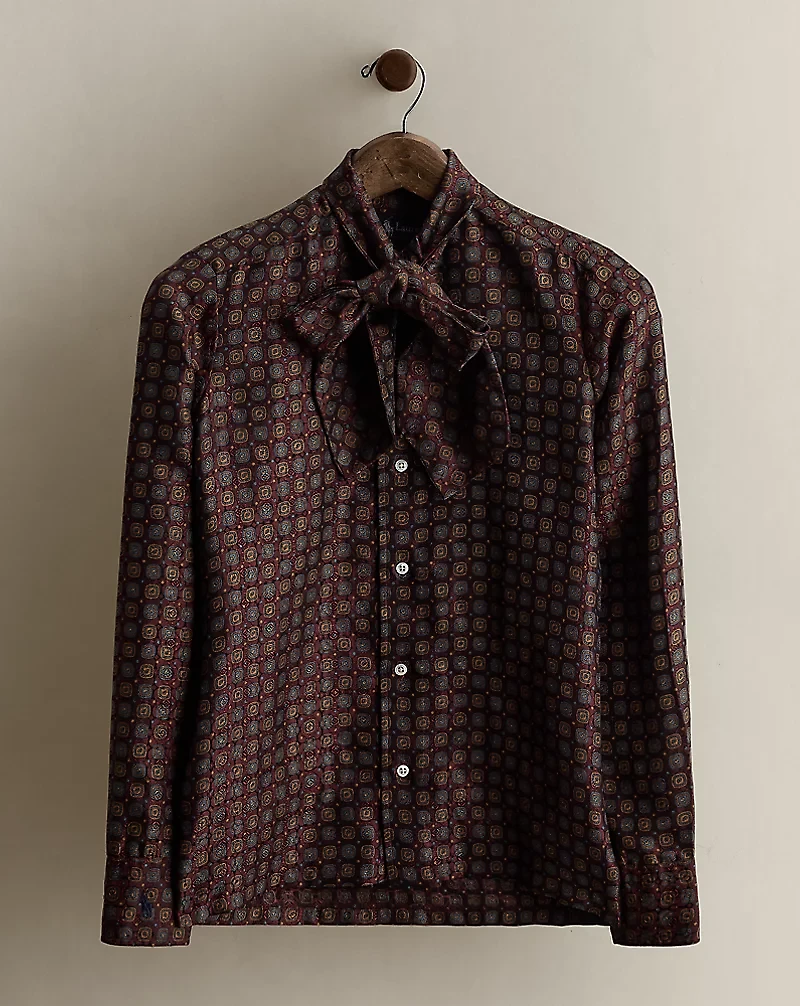 c. 1985 Tie-Neck Silk Blouse - Size 10
