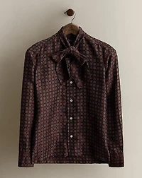 c. 1985 Tie-Neck Silk Blouse - Size 10