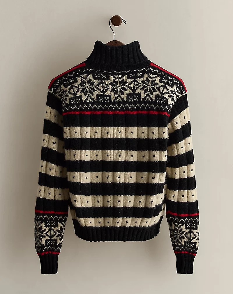 c. 1985 Striped Wool Turtleneck - Size M