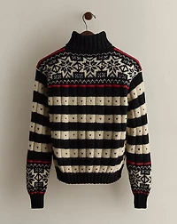 c. 1985 Striped Wool Turtleneck - Size M