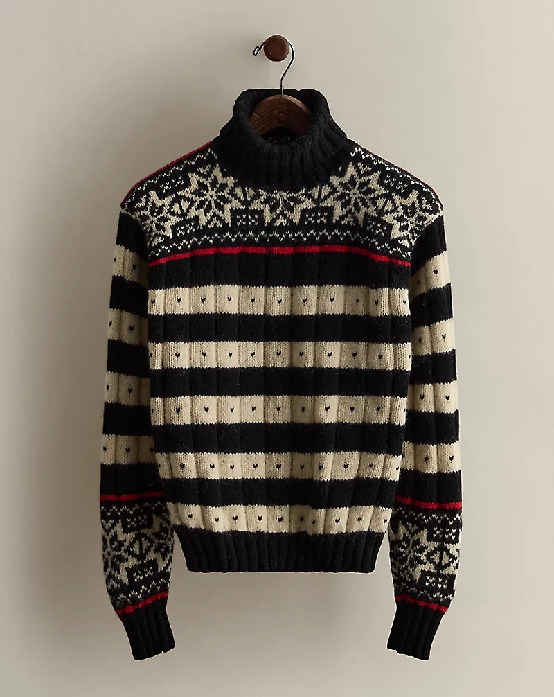 c. 1985 Striped Wool Turtleneck - Size M