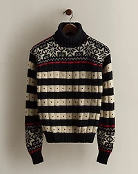 c. 1985 Striped Wool Turtleneck - Size M