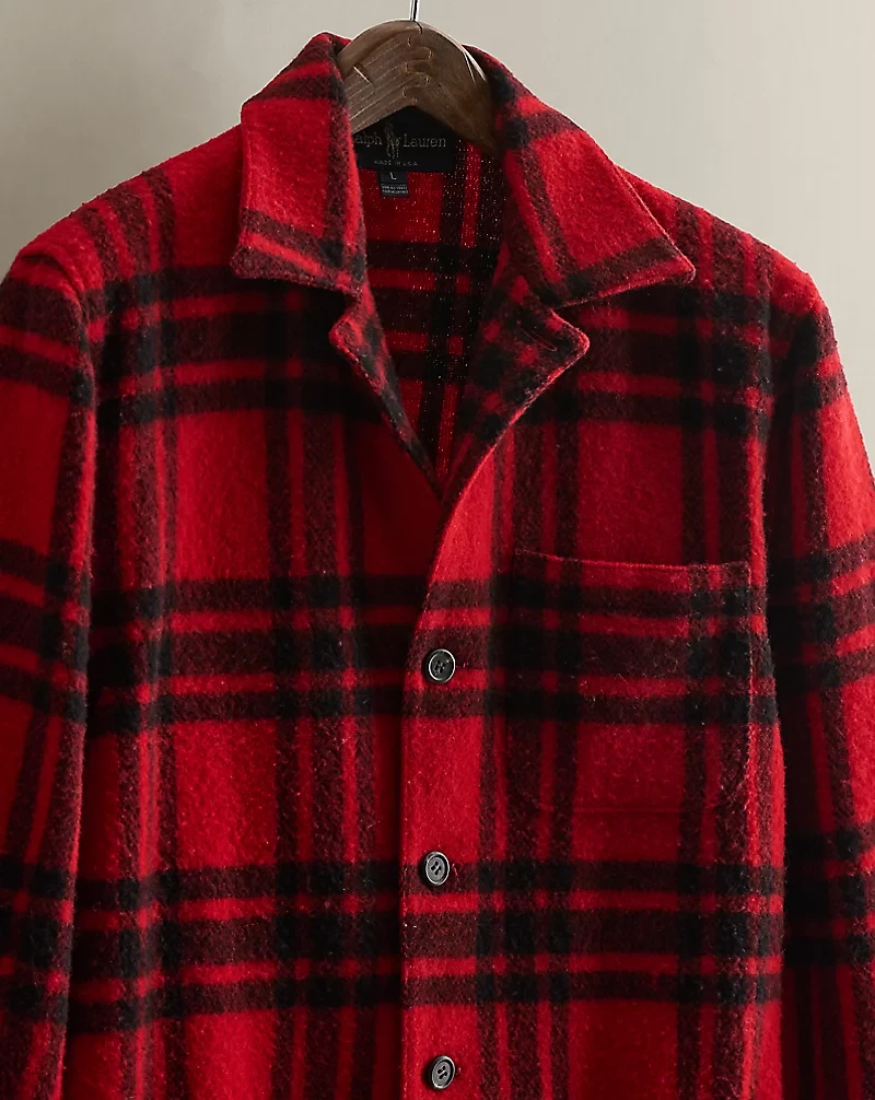 c. 1980 Plaid Wool Coat - Size L