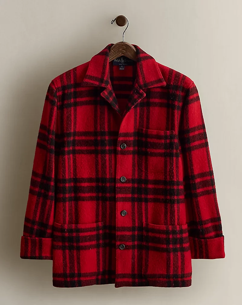 c. 1980 Plaid Wool Coat - Size L
