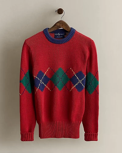 c. 1980s Argyle Cotton Sweater - Size S