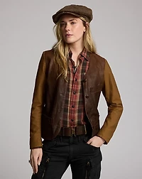 Sateen-Sleeve Leather Jacket
