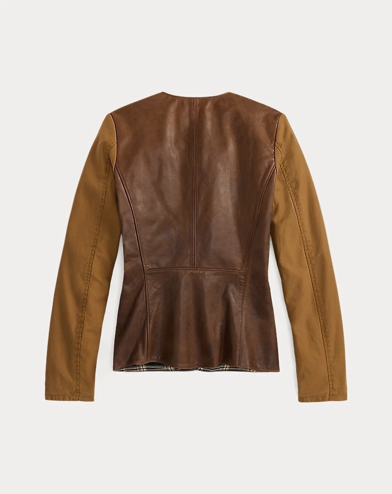 Sateen-Sleeve Leather Jacket