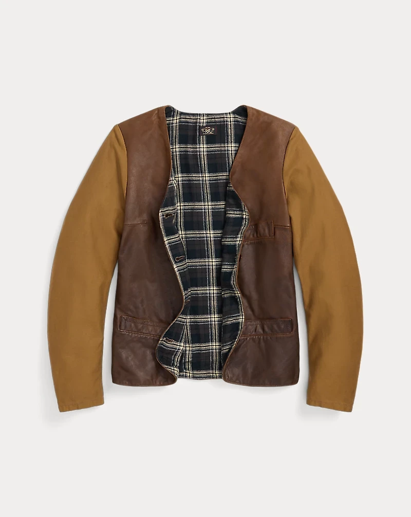 Sateen-Sleeve Leather Jacket