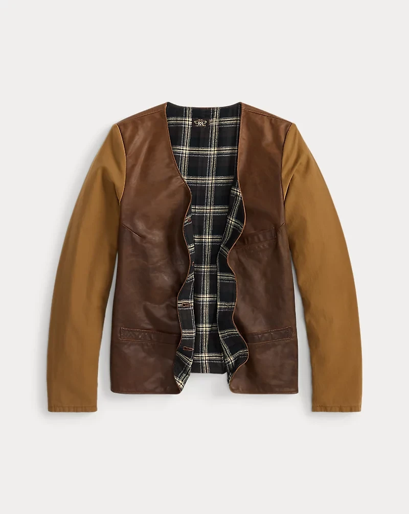 Sateen-Sleeve Leather Jacket