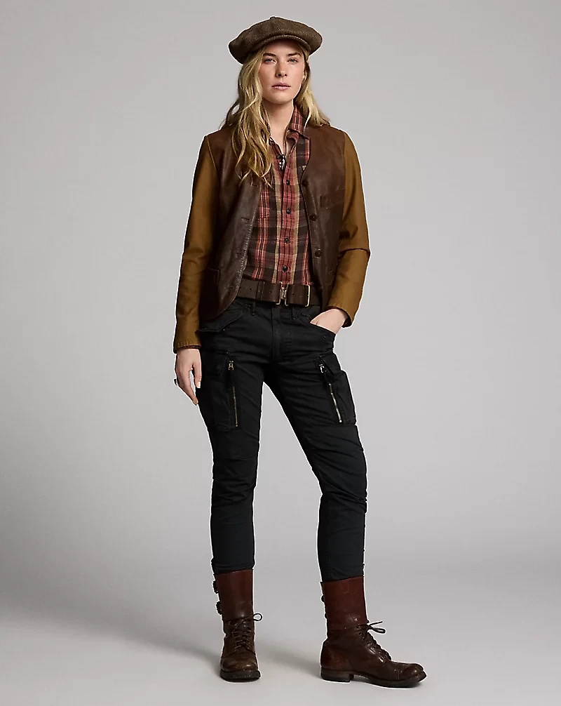 Sateen-Sleeve Leather Jacket