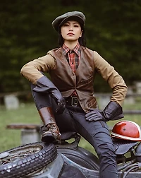Sateen-Sleeve Leather Jacket