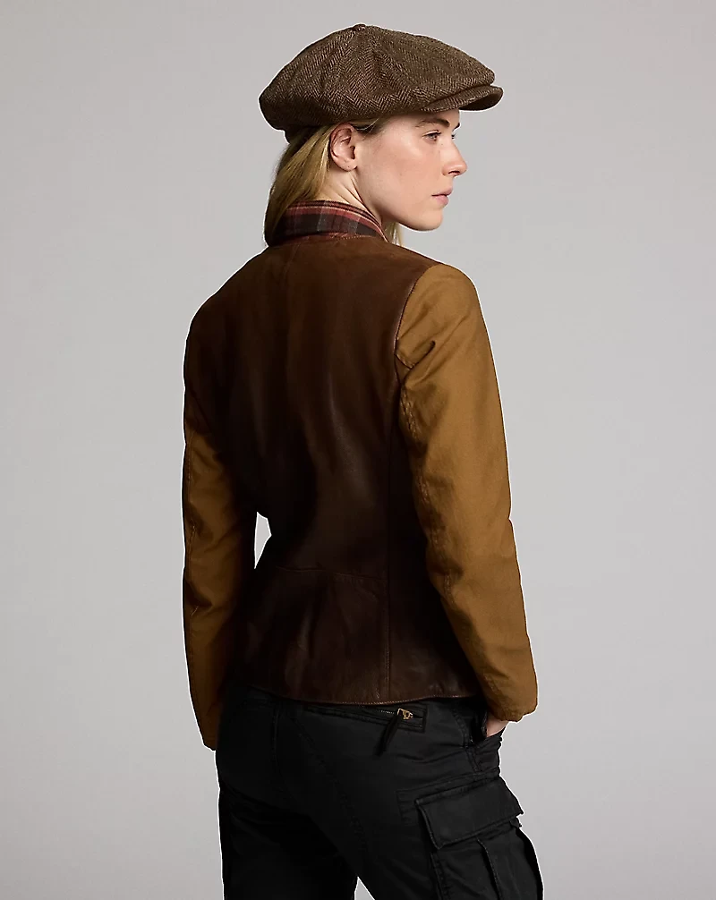 Sateen-Sleeve Leather Jacket