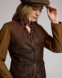 Sateen-Sleeve Leather Jacket