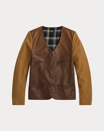 Sateen-Sleeve Leather Jacket