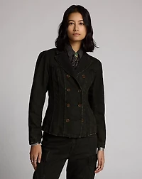 Double-Breasted Black Denim Jacket