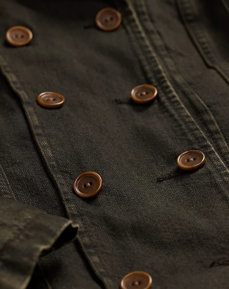 Double-Breasted Black Denim Jacket